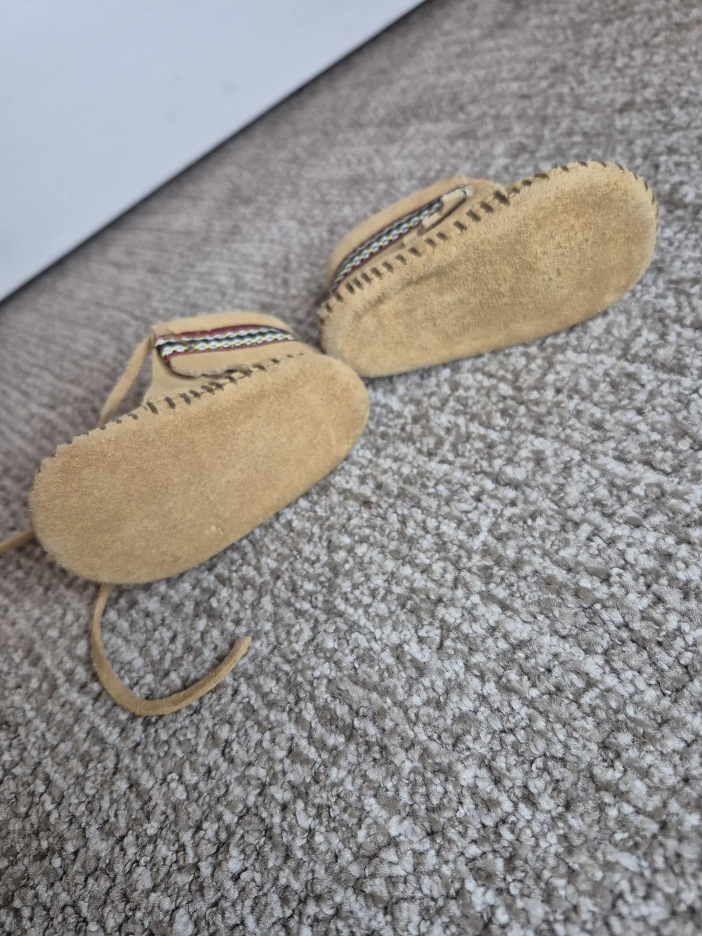 Minnetonka Tan Suede Fringe Moccasins for Kids
